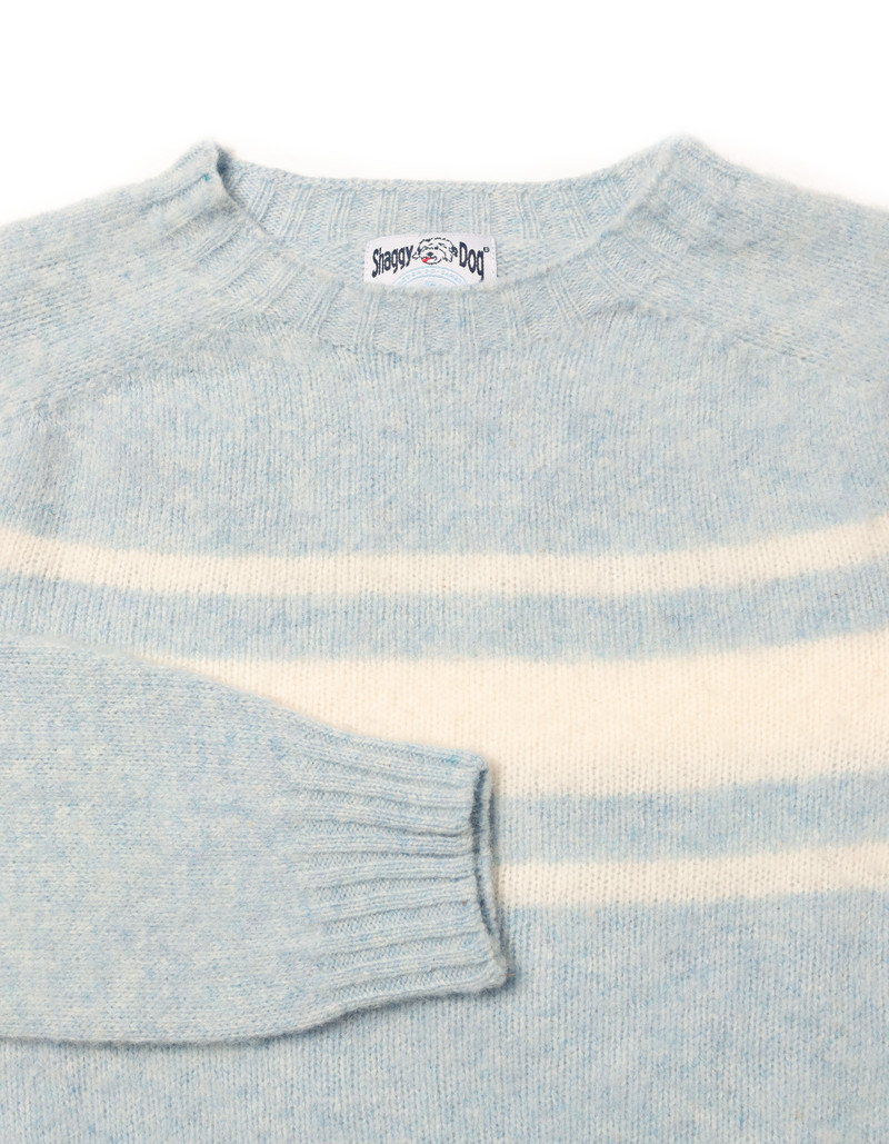 J. PRESS MADE-IN-SCOTLAND LIGHT BLUE CHEST STRIPE SHAGGY DOG SWEATER - TRIM FIT outlook