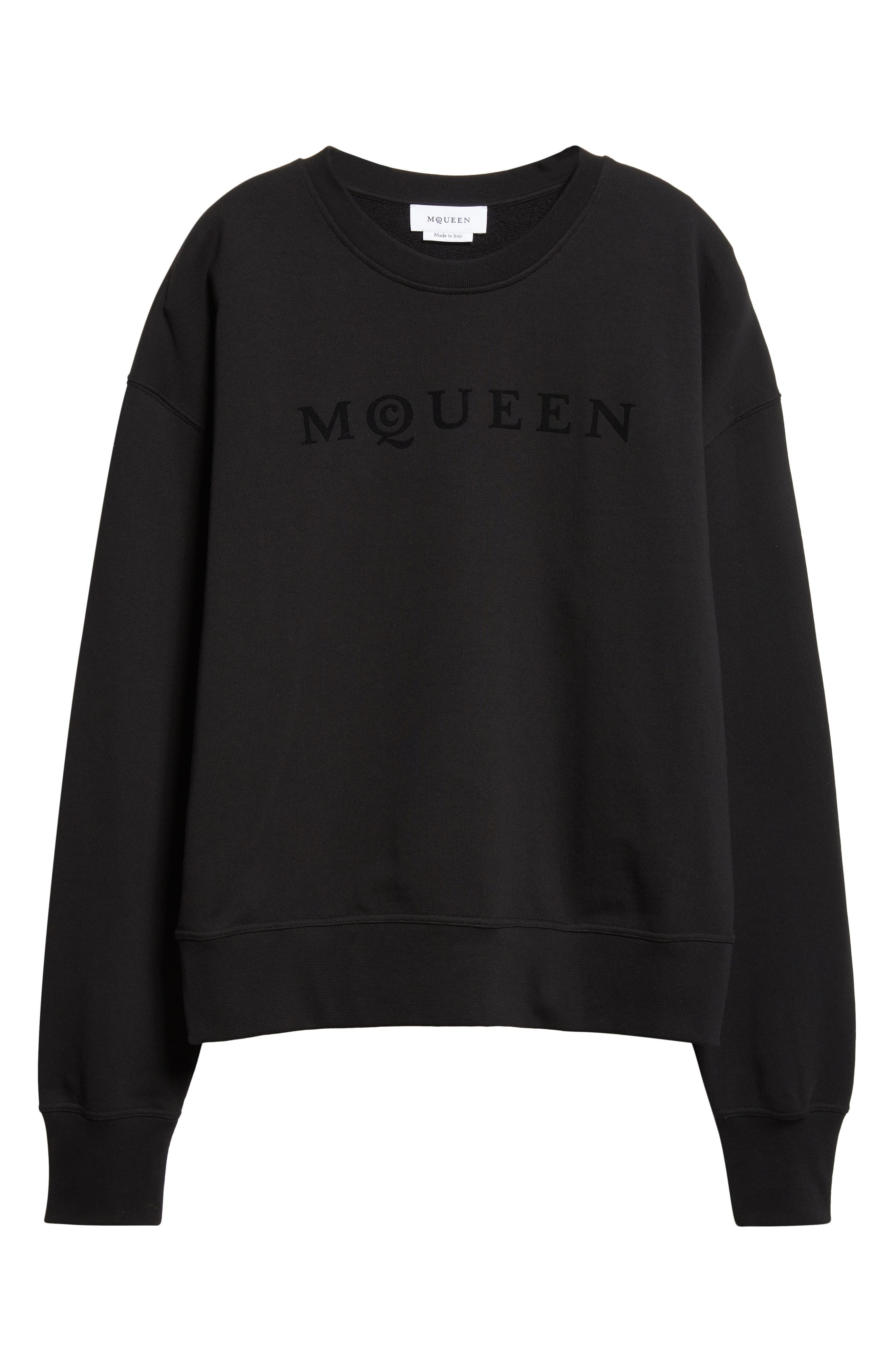 McQueen Logo Graphic French Terry Sweatshirt in Black /Black at Nordstrom - 6