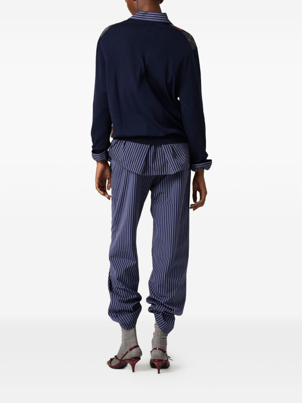 argyle V-neck wool sweater - 3