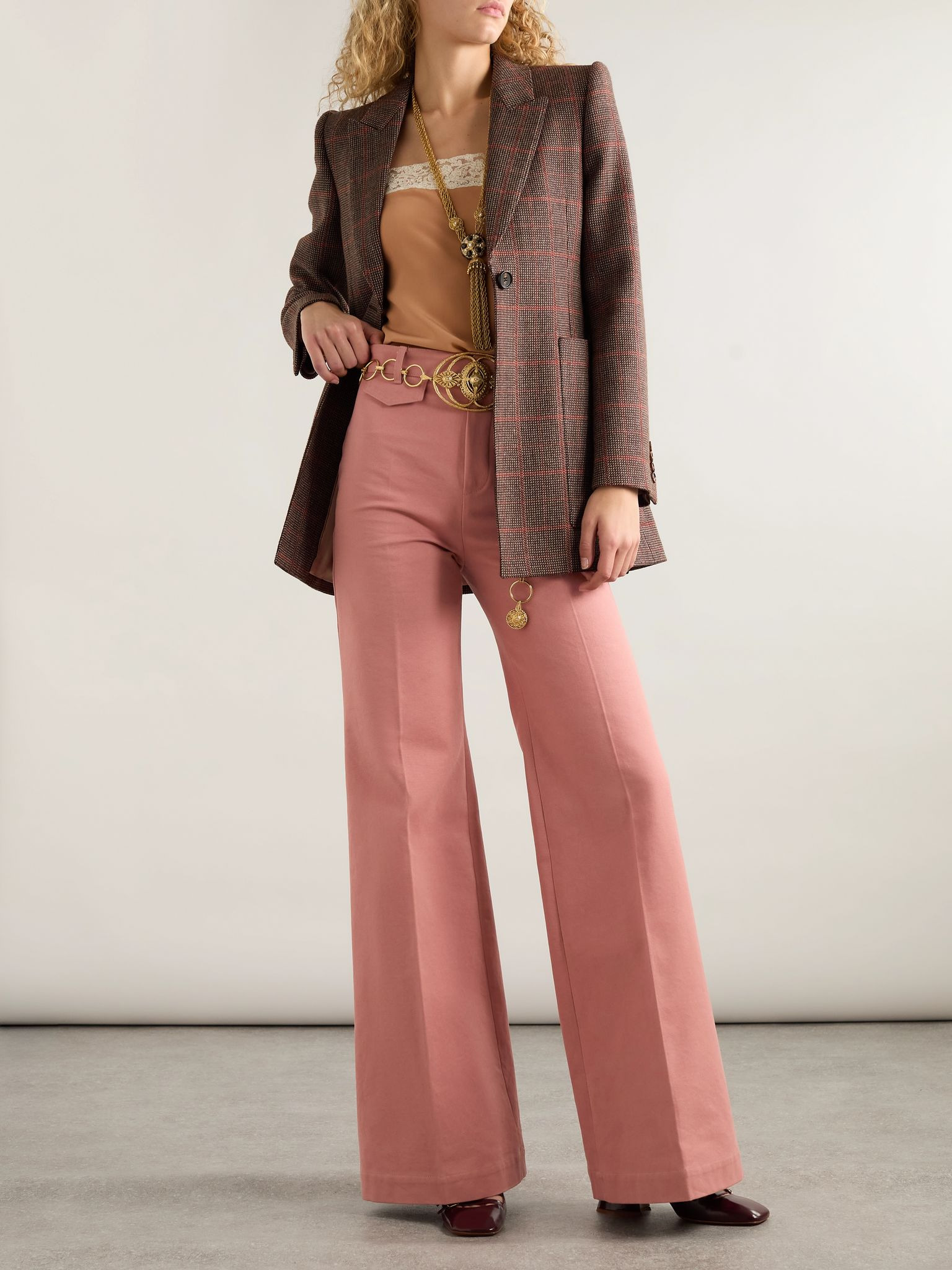 Organic cotton-canvas wide-leg trousers Pink - 2