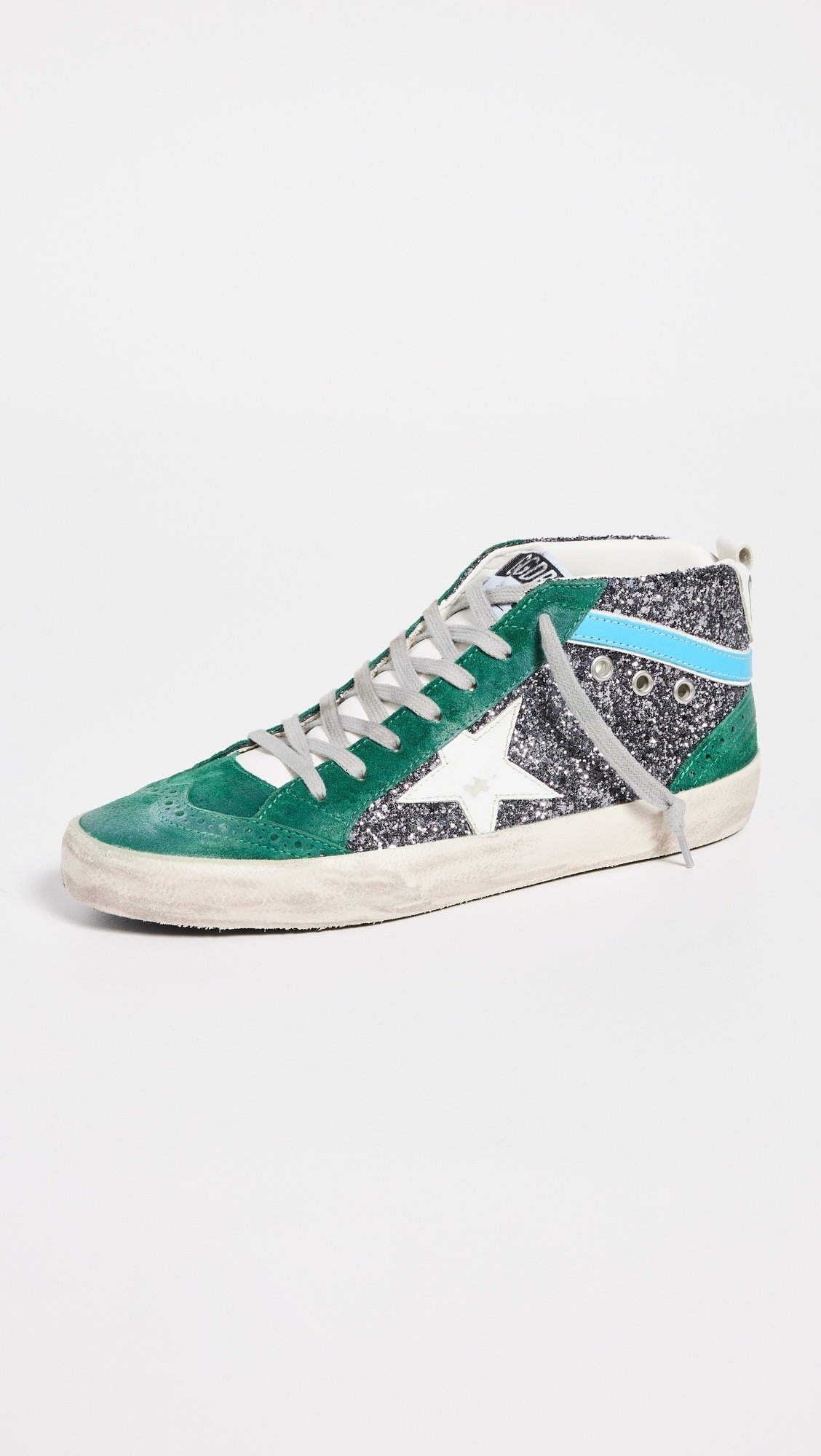 Mid Star Glitter Upper Suede Wave Sneakers - 1