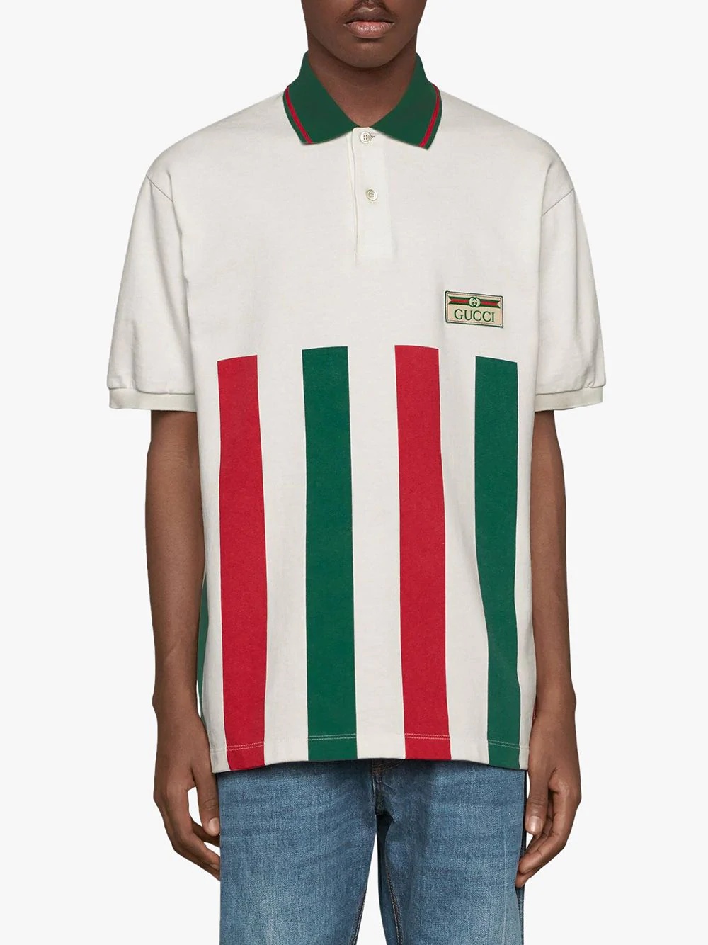 Web-striped oversize polo shirt - 3