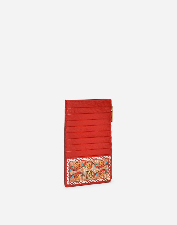 Large vertical card holder in Carretto-print Dauphine calfskin - 2