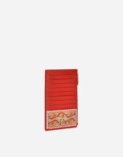 Dolce & Gabbana Large vertical card holder in Carretto-print Dauphine calfskin outlook