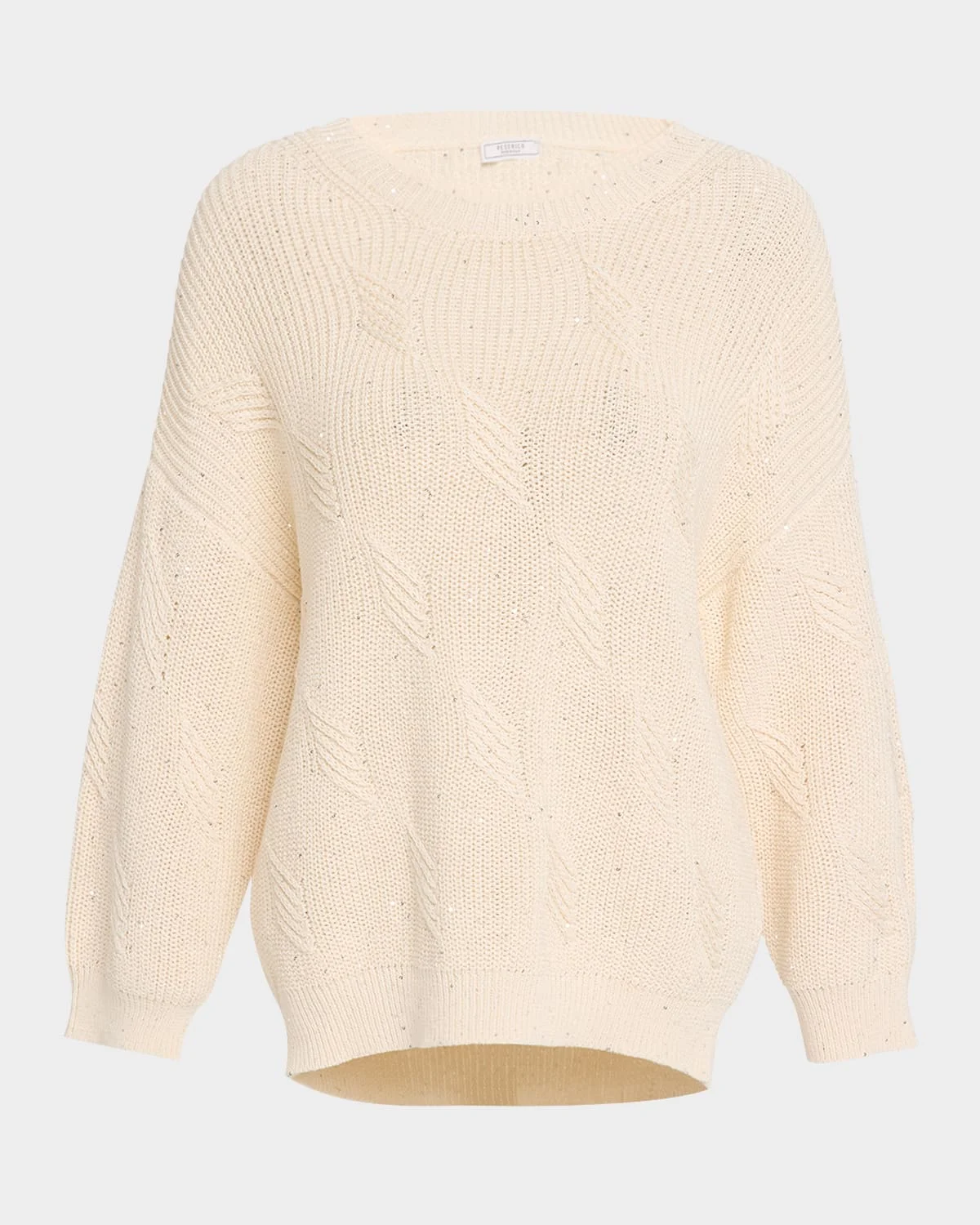 Textured Sequin Rib Knit Sweater - 1