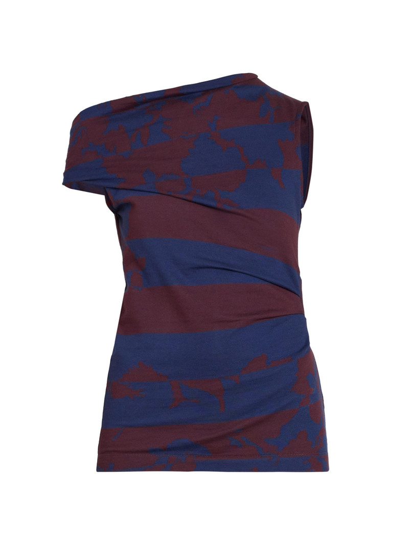 Women's Hunray Asymmetric Abstract Cotton Shirt - Burgundy 1