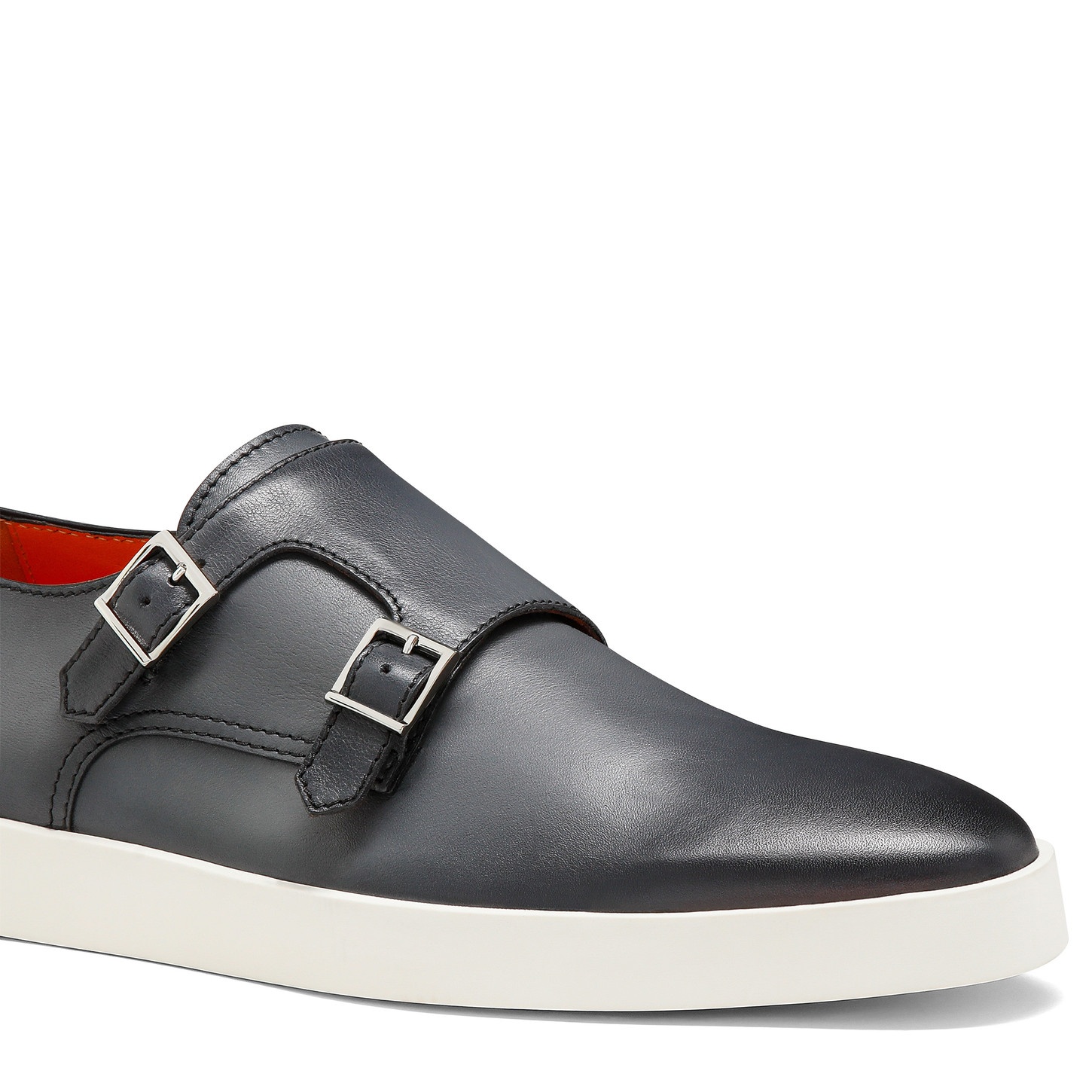 Men's grey leather double-buckle shoe - 5