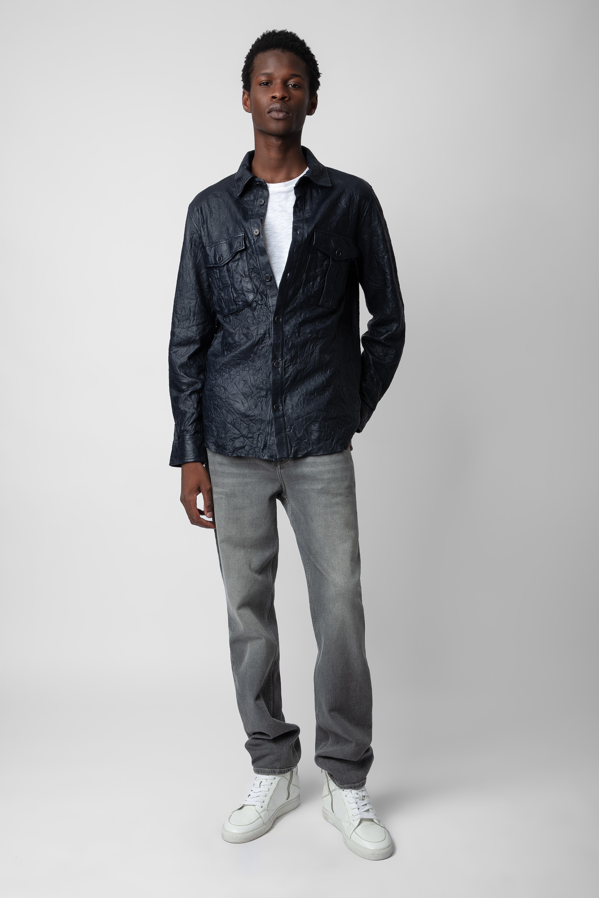 Taskah Crinkled Leather Shirt - 2