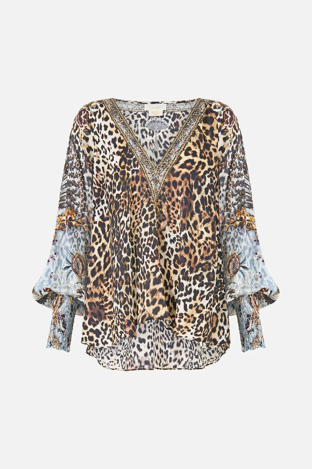 SHIRRED CUFF BLOUSE - 1