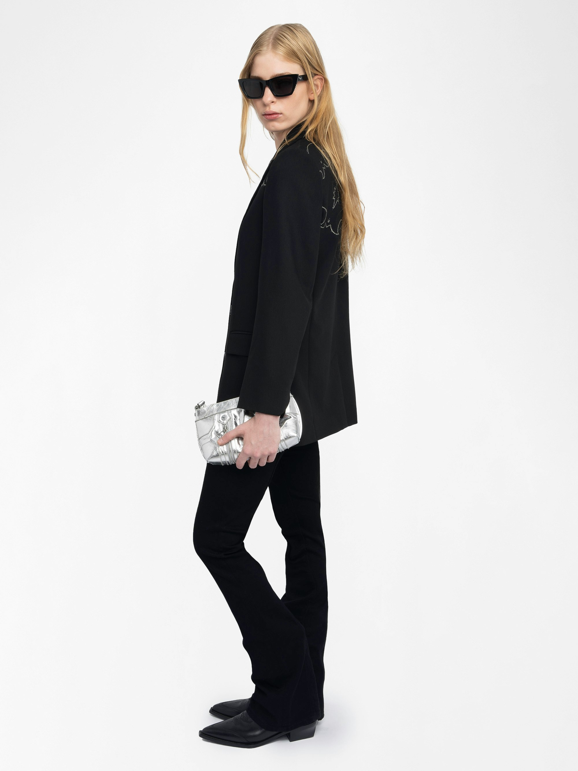 Viva Black Rhinestone Blazer - 6