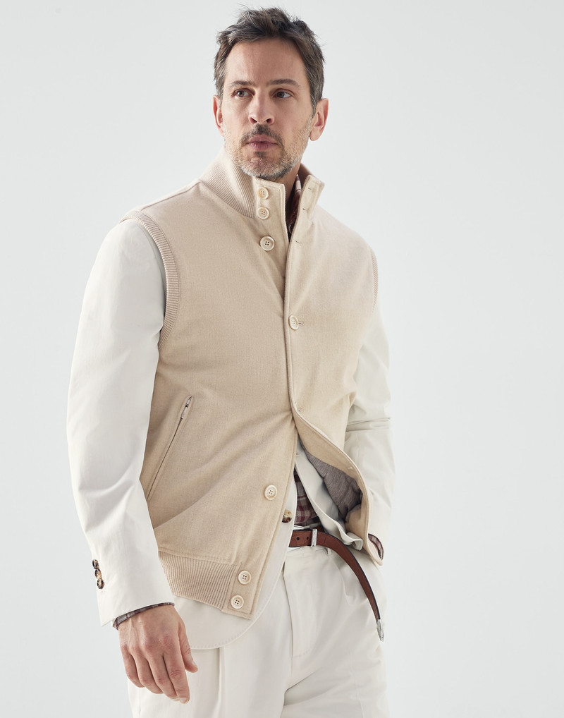 Bonded cashmere beaver cloth outerwear vest with Thermore® padding 1