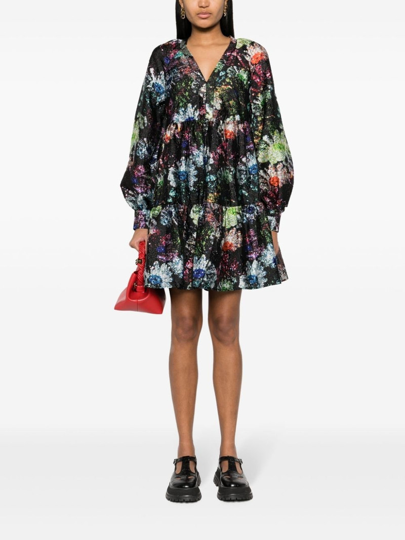 STINE GOYA Jasmine Glitter Bloom-print minidress outlook