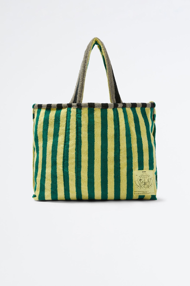 GREY & BLACK STRIPED COTTON BAG 1