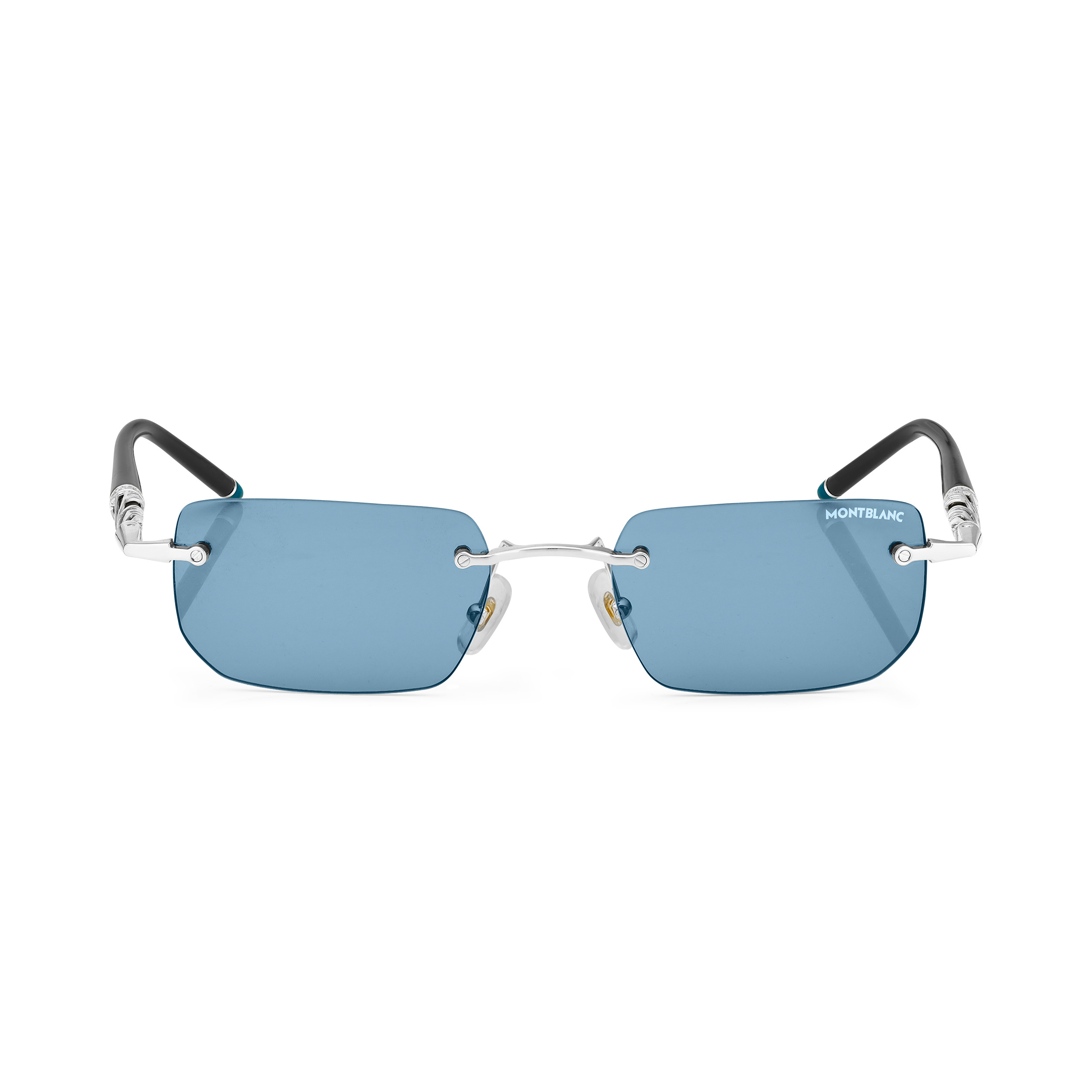 Rectangular Sunglasses with Silver-Colored Metal Frame - 1