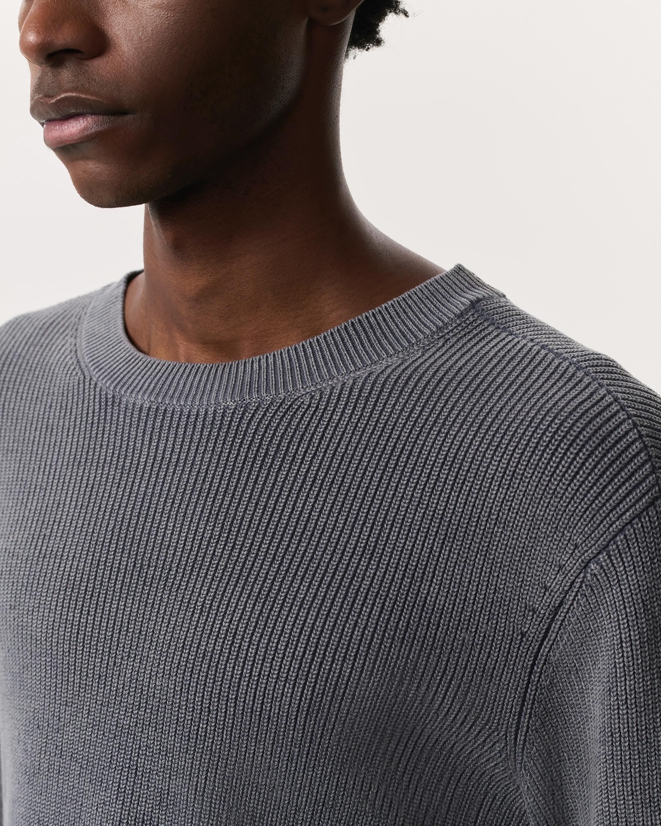 Acid-Wash Cotton-Blend Crewneck Sweater - 6