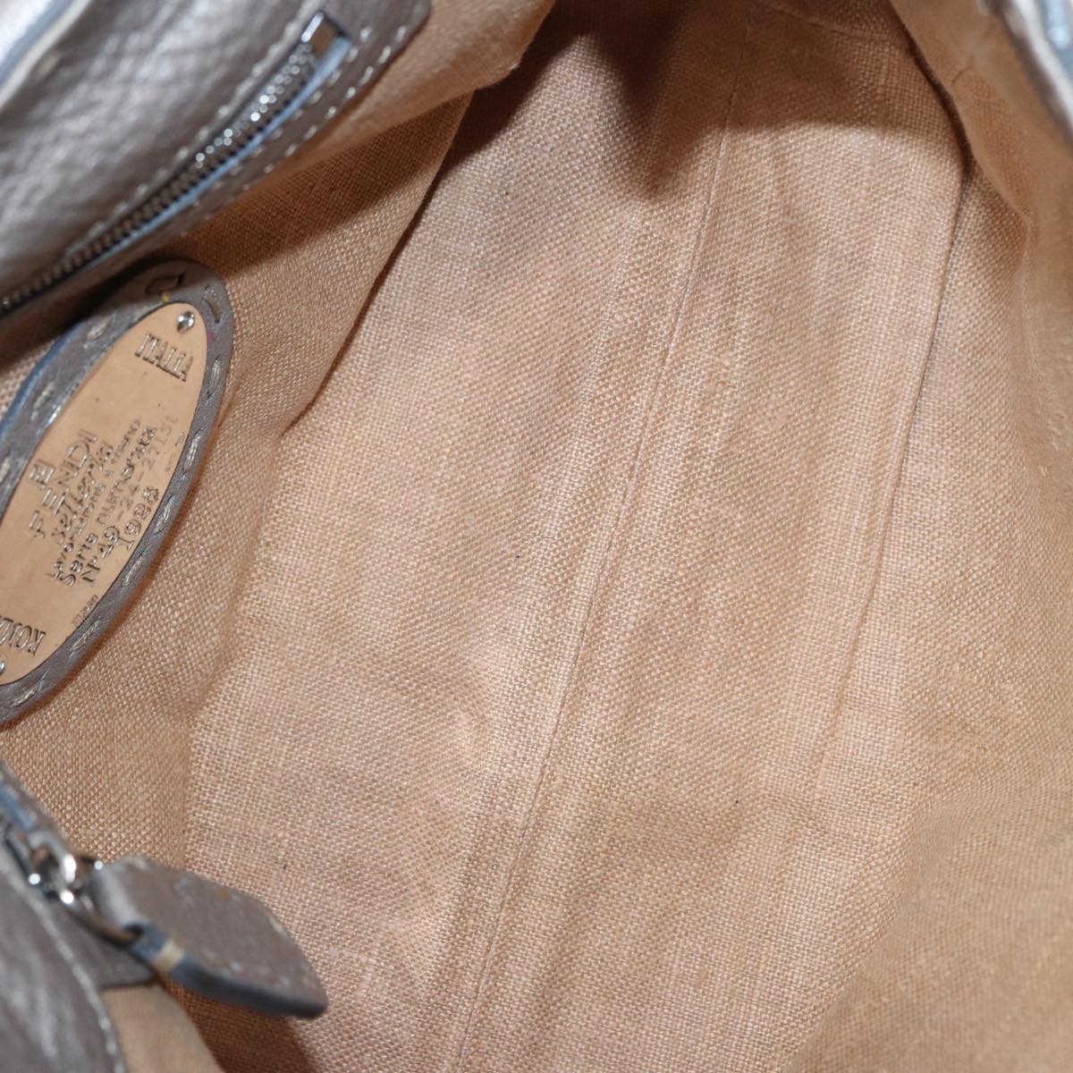 FENDI Celeria Hand Bag Leather Silver - 10