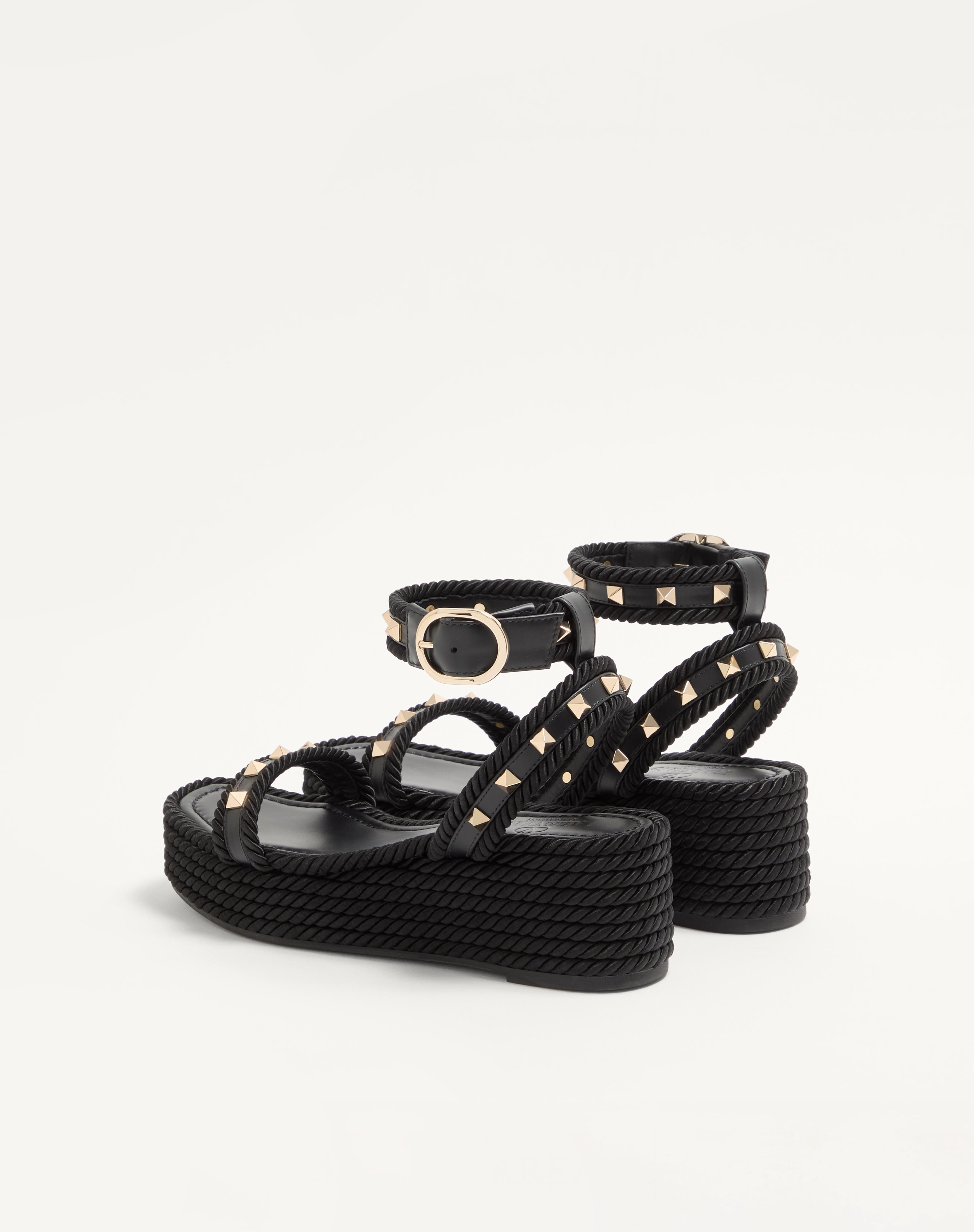 ROCKSTUD FLATFORM SANDAL IN CALFSKIN 45MM - 5