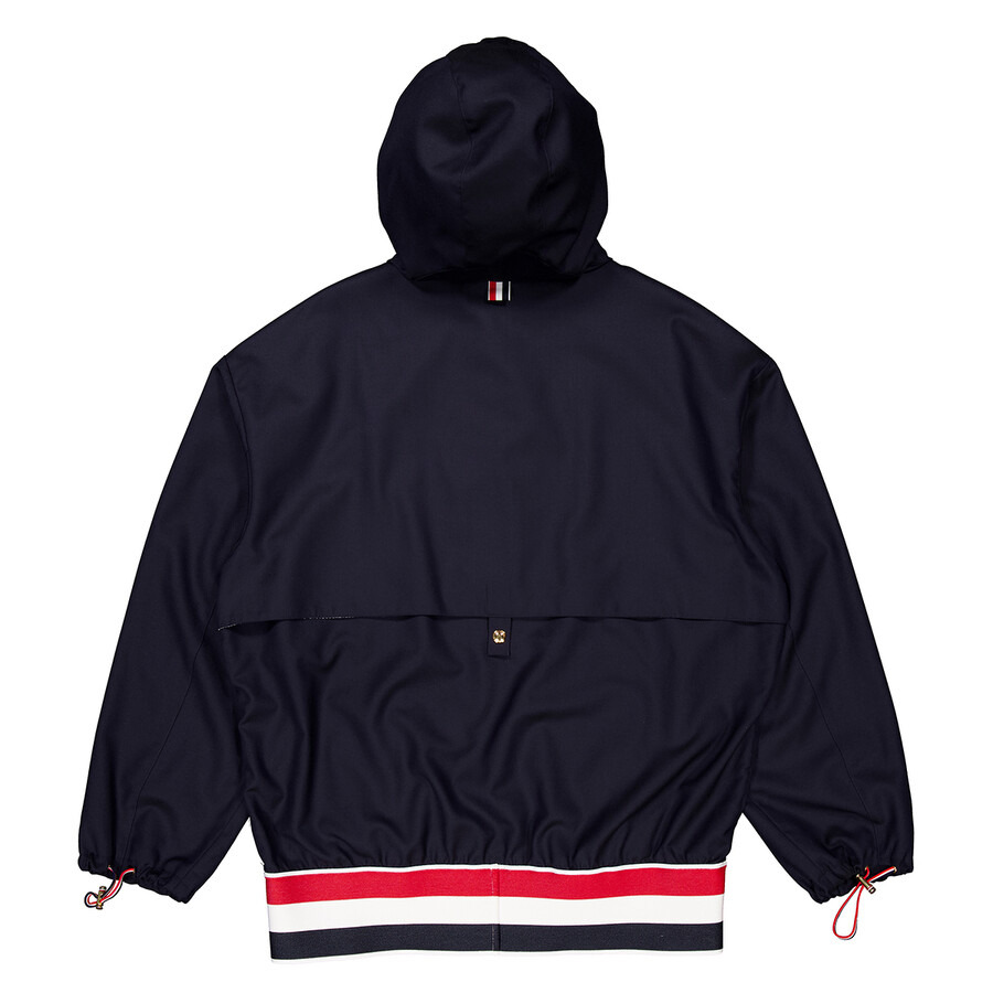 Thom Browne Navy Wool Oversized Anorak - 5