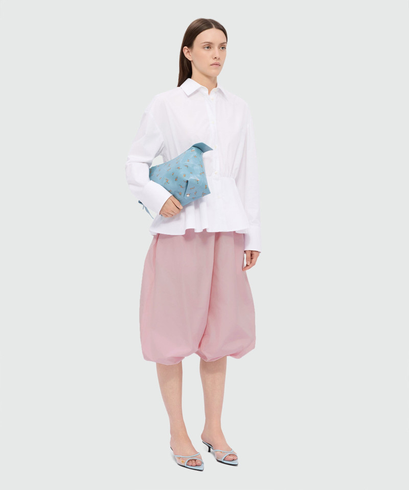 Pink taffeta trousers with logo elasticated waistband 4
