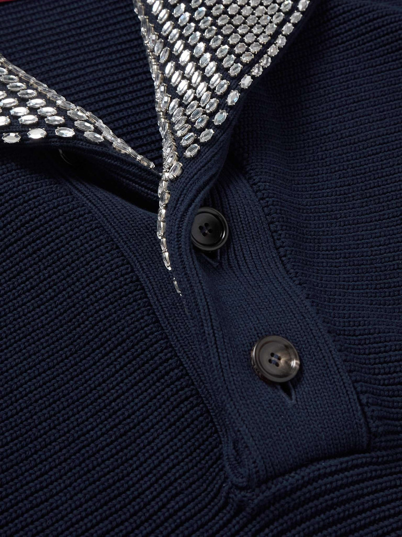 Crystal-Embellished Ribbed Cotton-Blend Sweater 5