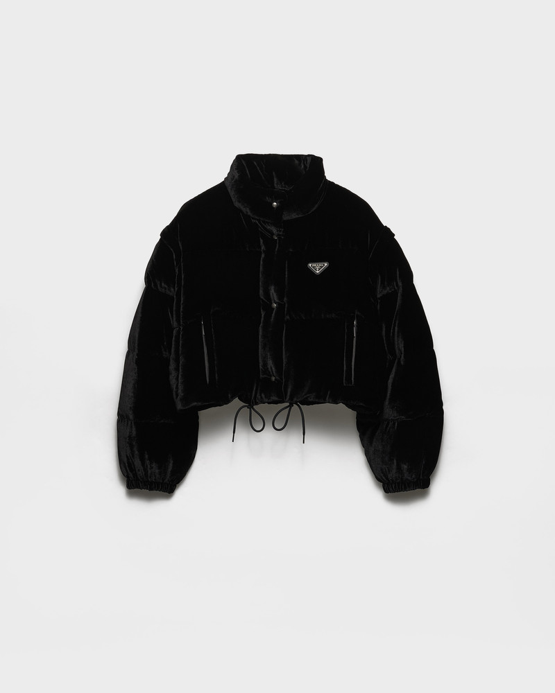 Convertible cropped velvet down jacket 1