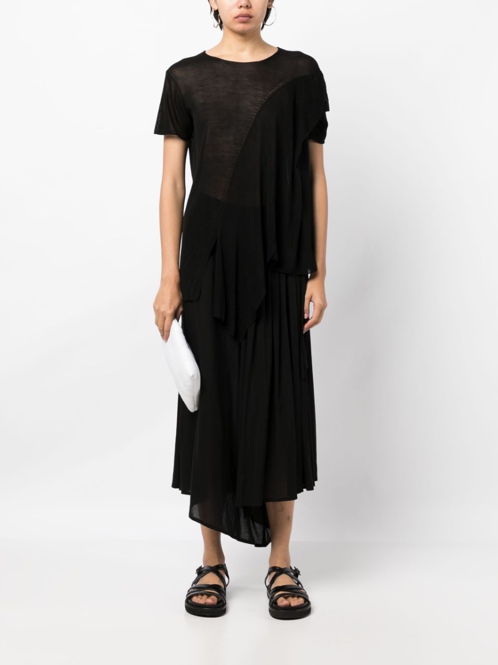 asymmetric semi-sheer T-shirt - 2