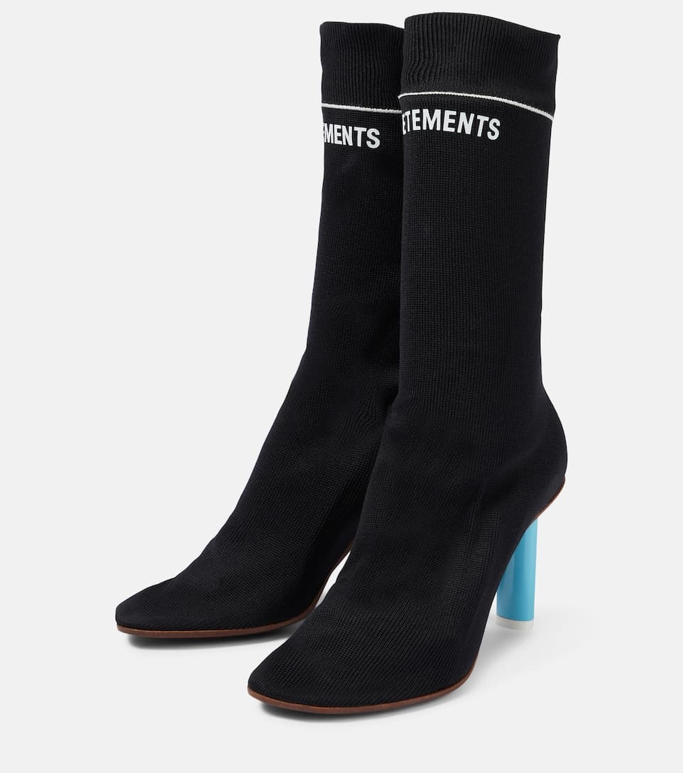 Logo knit ankle boots - 5