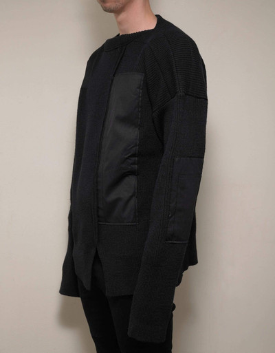 Yohji Yamamoto Black Wool Sweater with Contrast Patches outlook