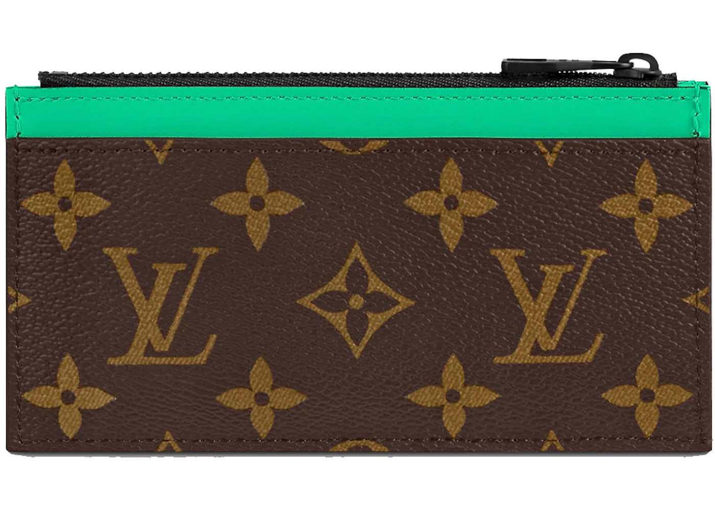 Louis Vuitton Coin Card Holder Monogram Macassar Minty Green - 2