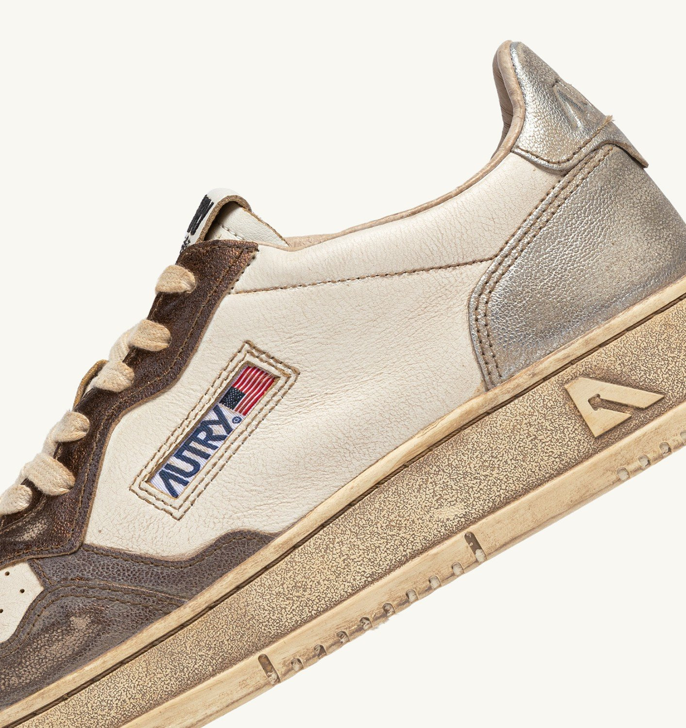 MEDALIST LOW SNEAKERS SUPER VINTAGE IN WHITE CHOCOLATE AND SILVER LEATHER - 6