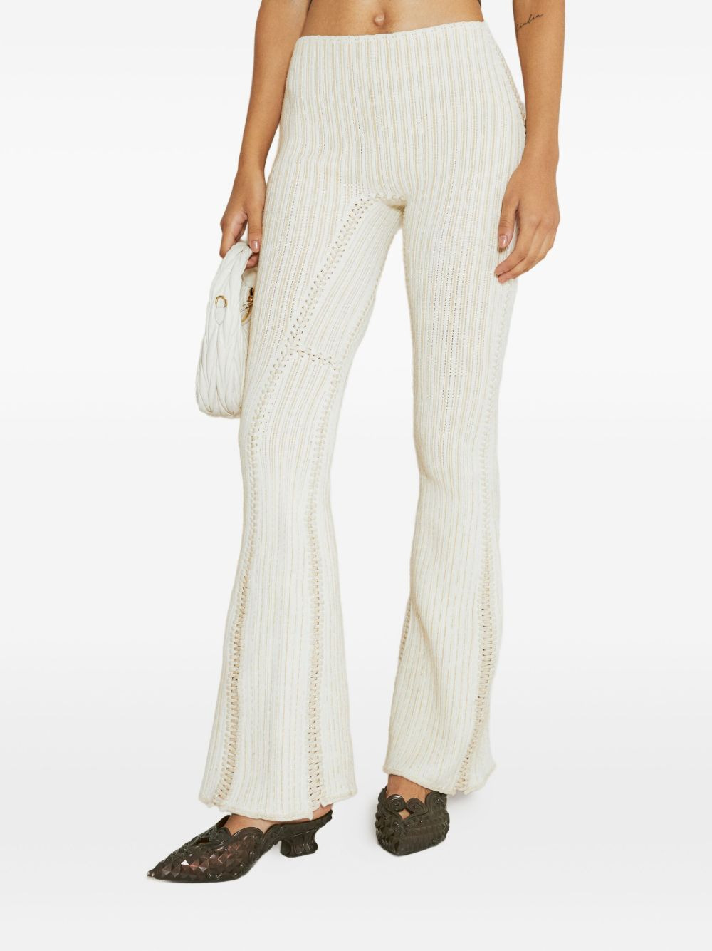 ribbed embellished trousers - 1