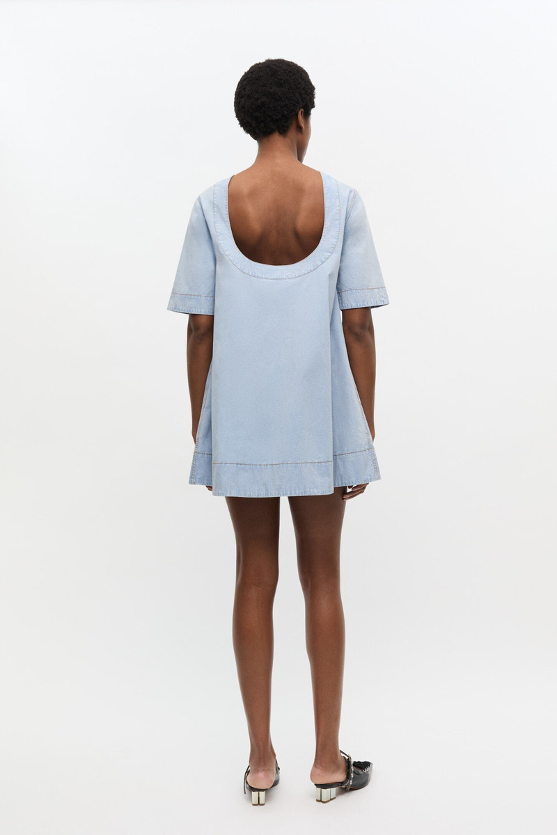 LIGHT BLUE A-LINE MINI DENIM DRESS 3