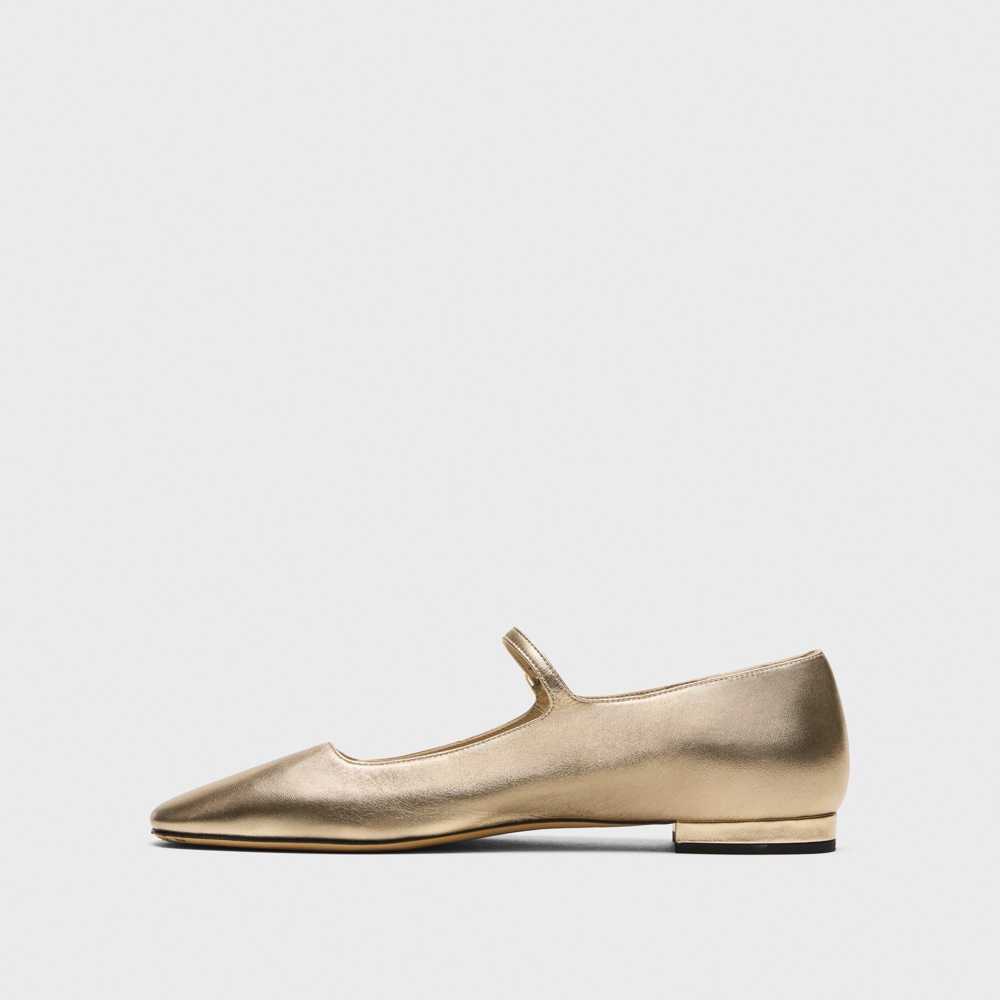 Mary Jane Ballerina Flat in Metallic Leather - 3