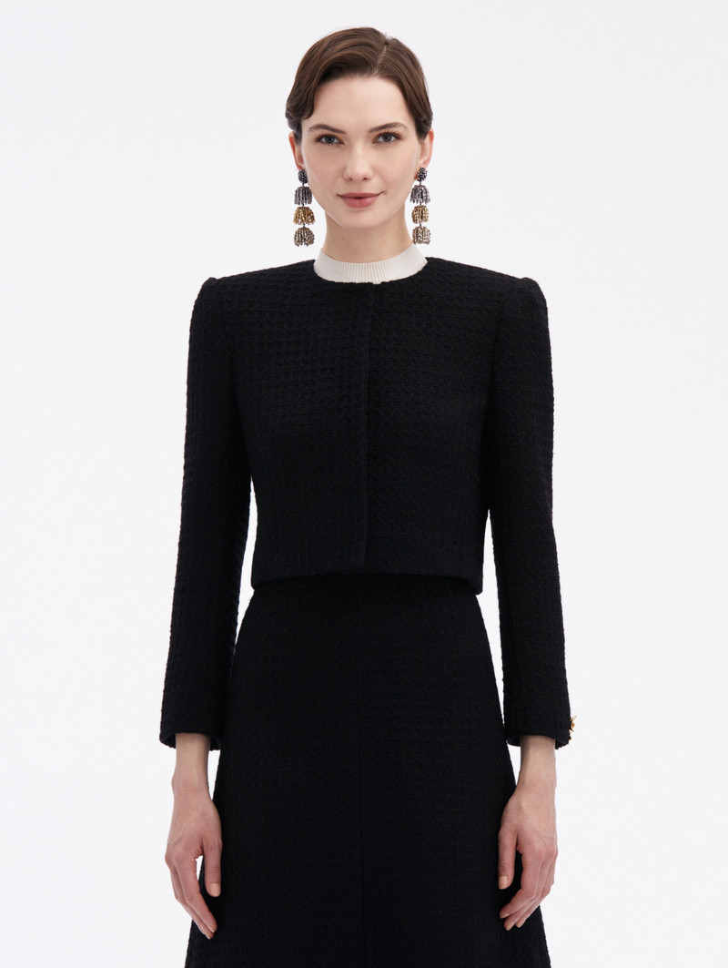 BOW BUTTON TWEED JACKET 1