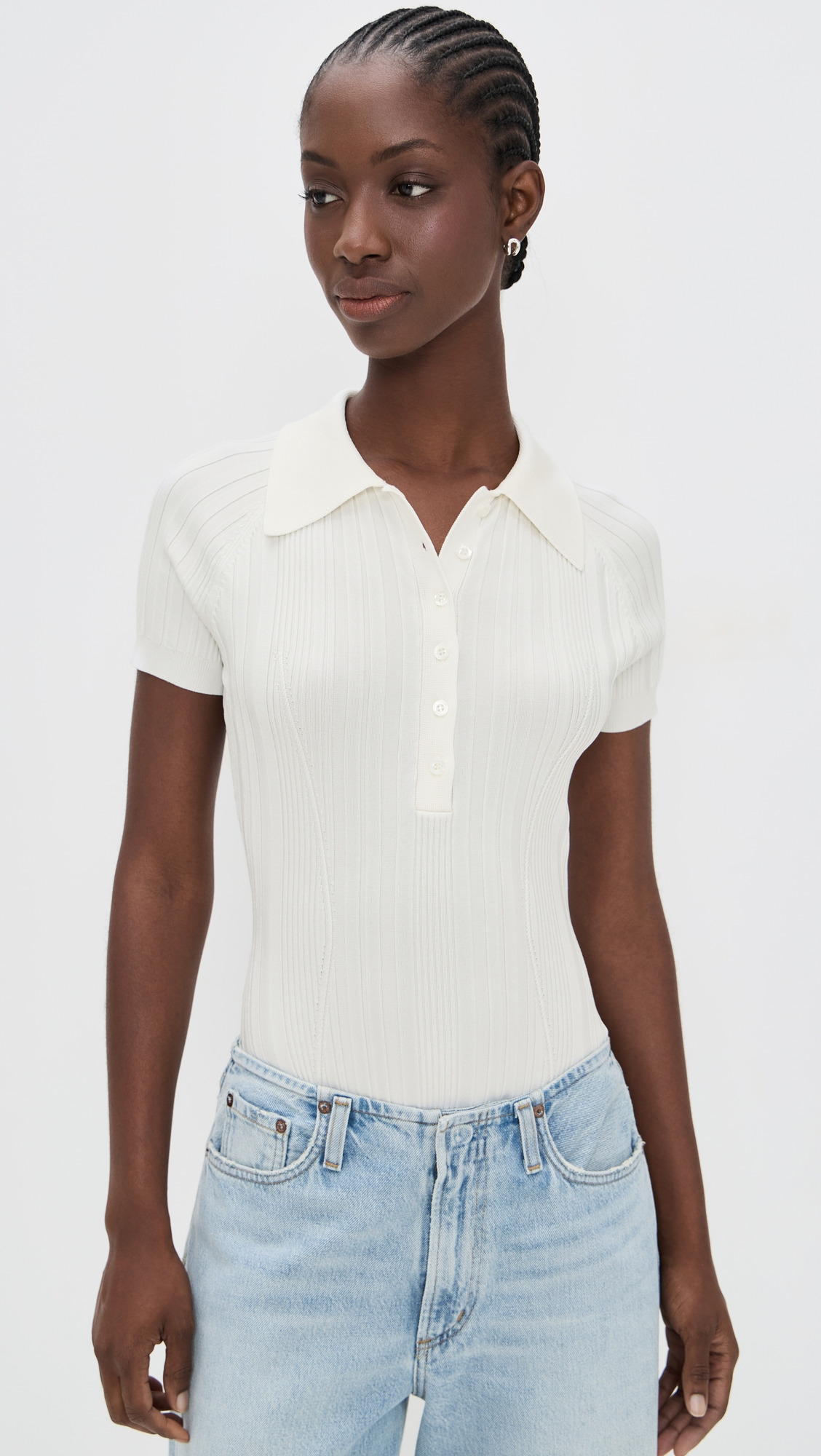 Rib Polo Thong Bodysuit - 6