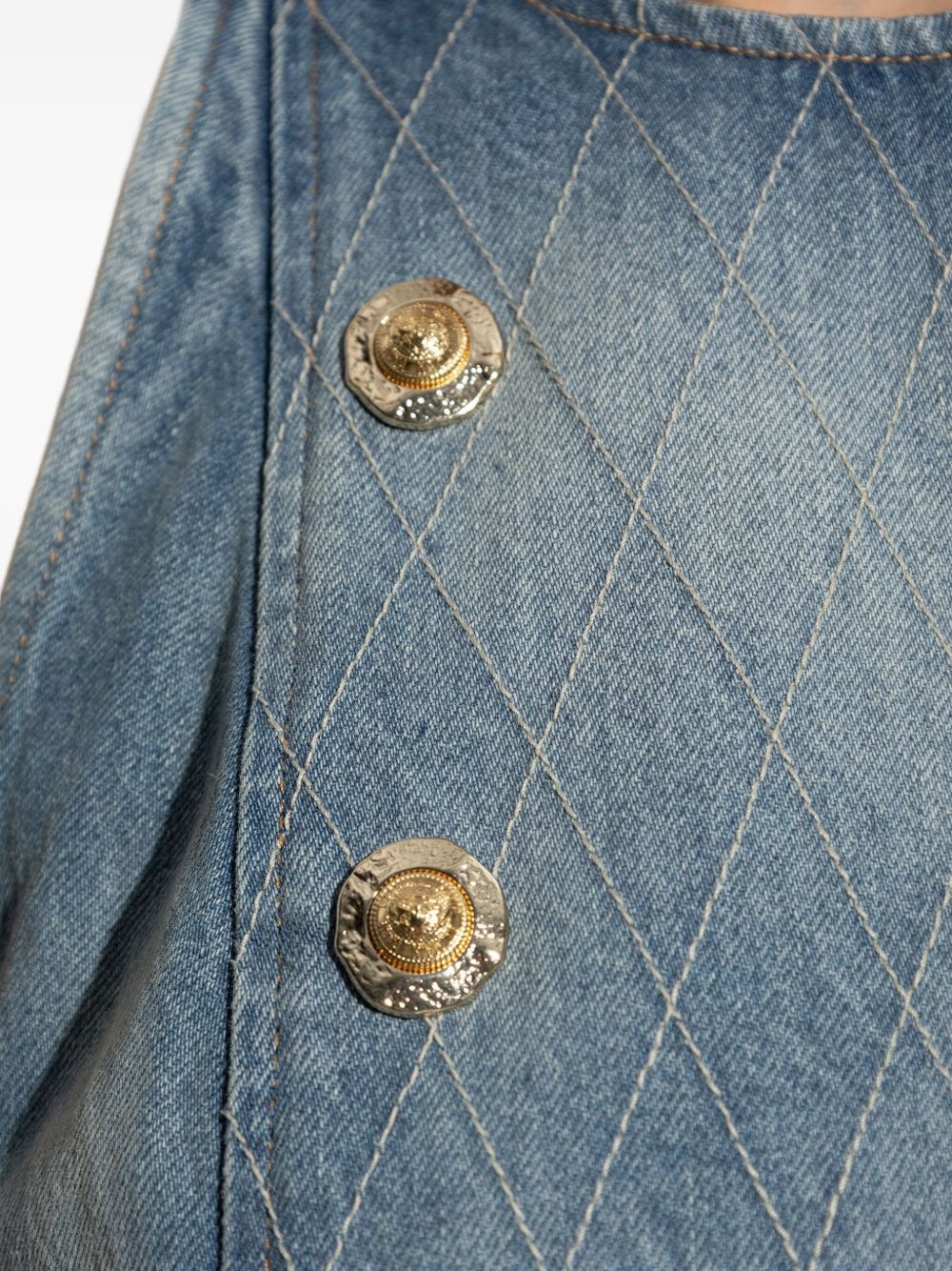 button-embellished denim dress - 5