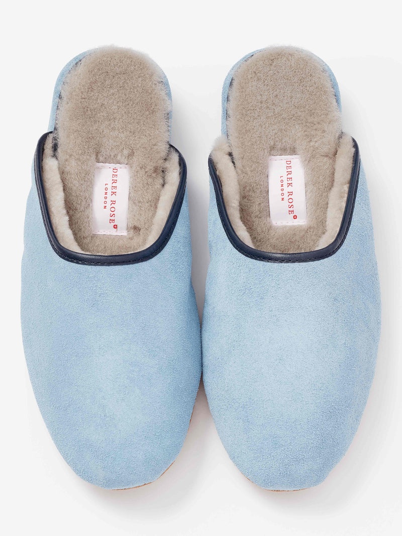 Women's Mule Slippers Imogen Suede Sheepskin Blue - 4