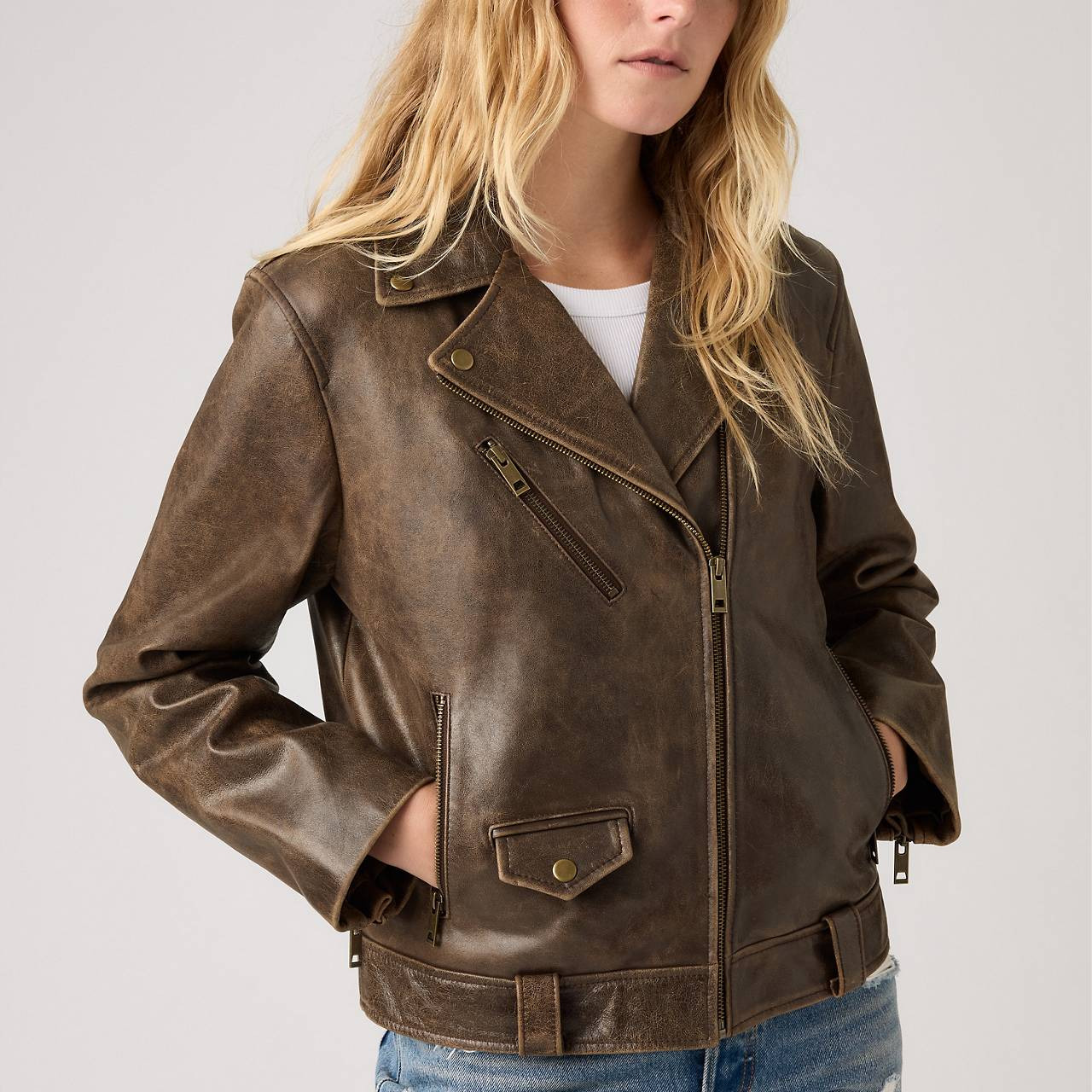 GENUINE LEATHER MOTO JACKET - 5