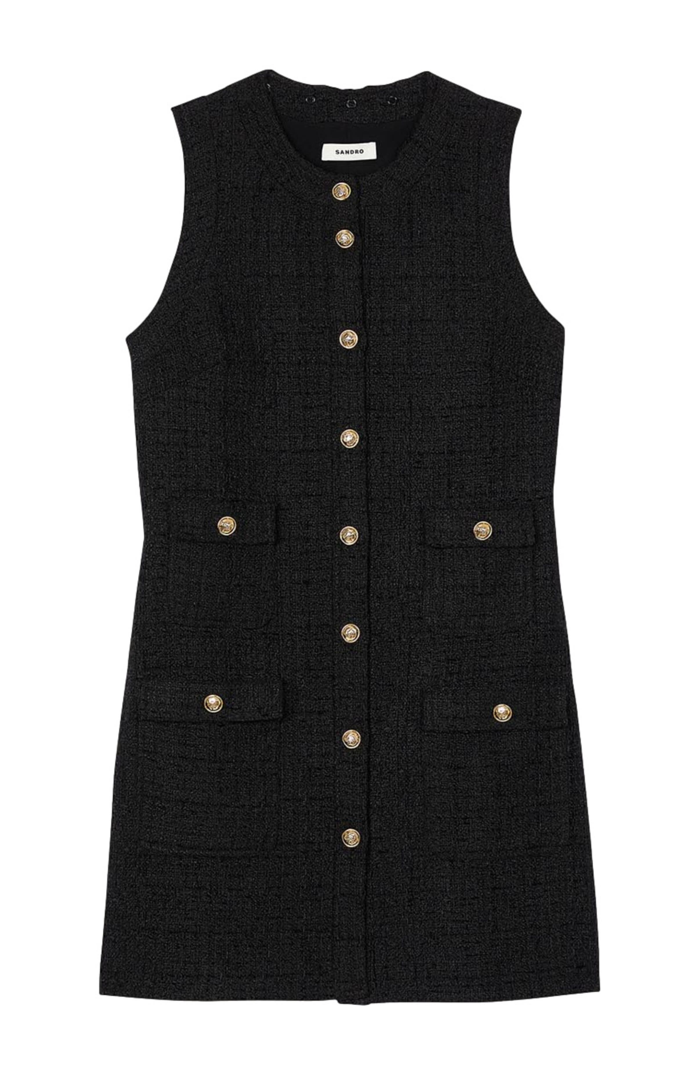 SANDRO Short tweed dress in Black at Nordstrom - 6