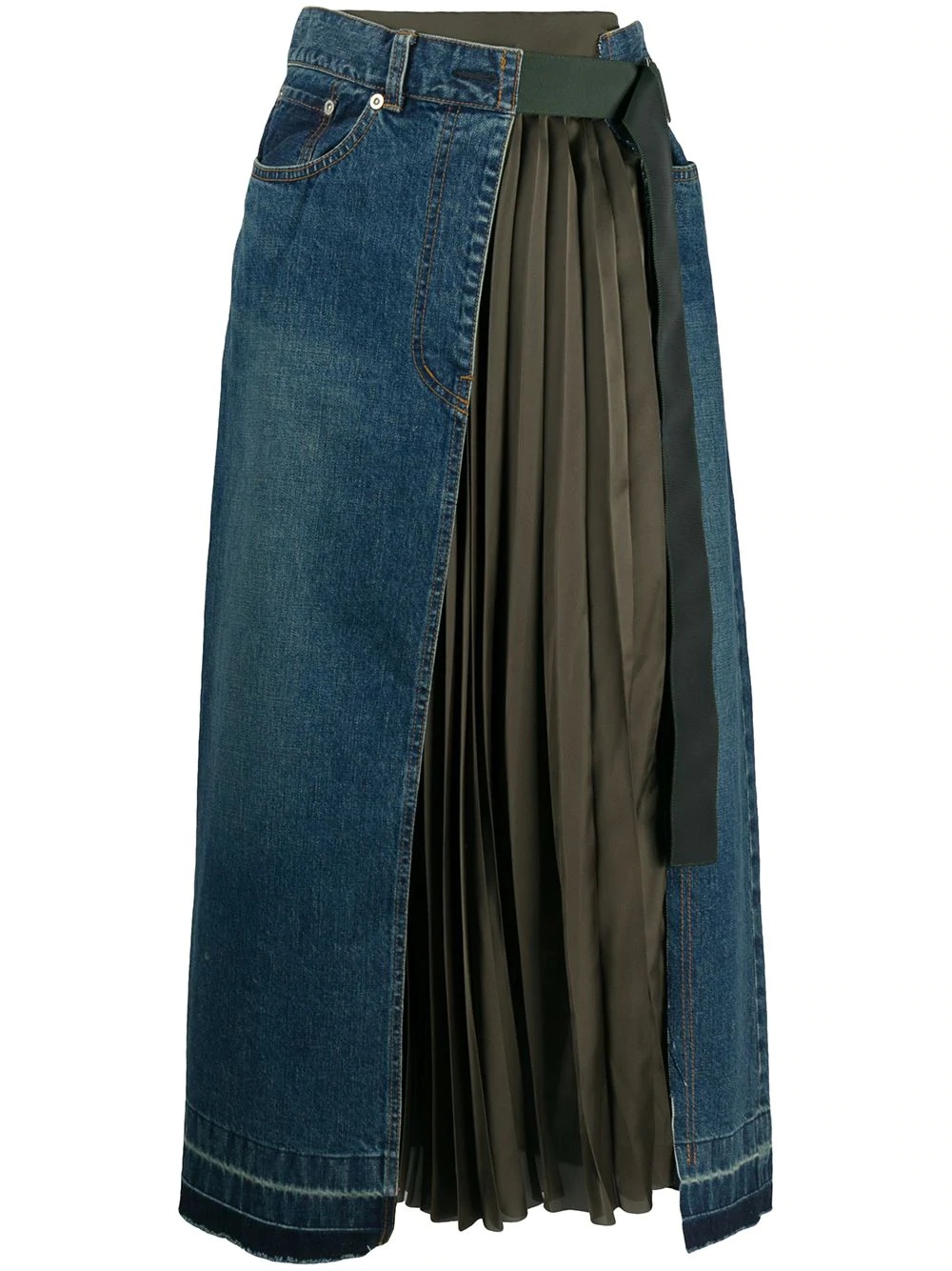 panelled pleated skirt  - 1