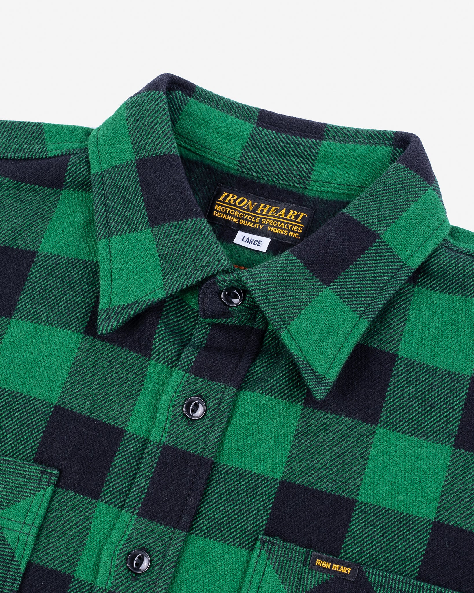 IHSH-244-GRN Ultra Heavy Flannel Buffalo Check Work Shirt - Green/Black - 6