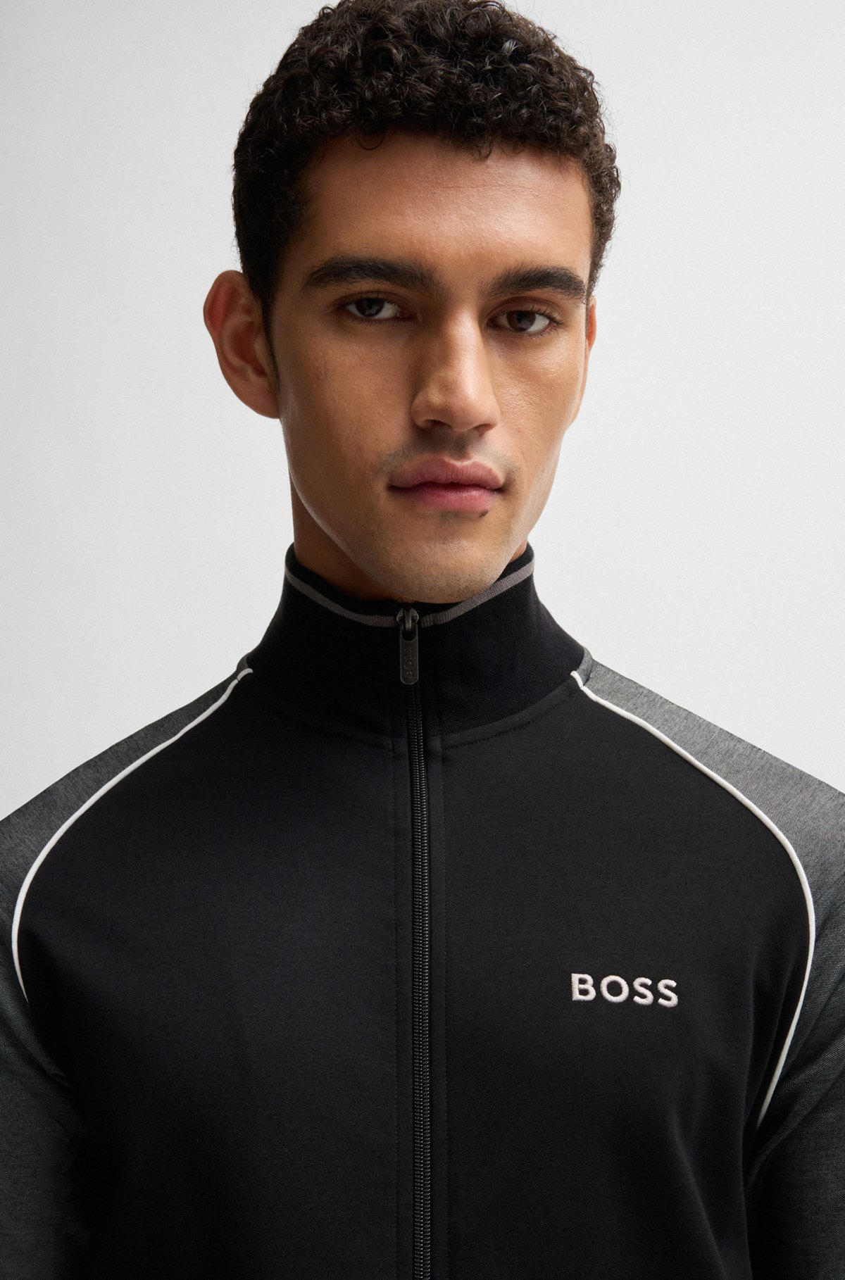 COTTON ZIP-UP JACKET WITH CONTRAST PIPING - 5