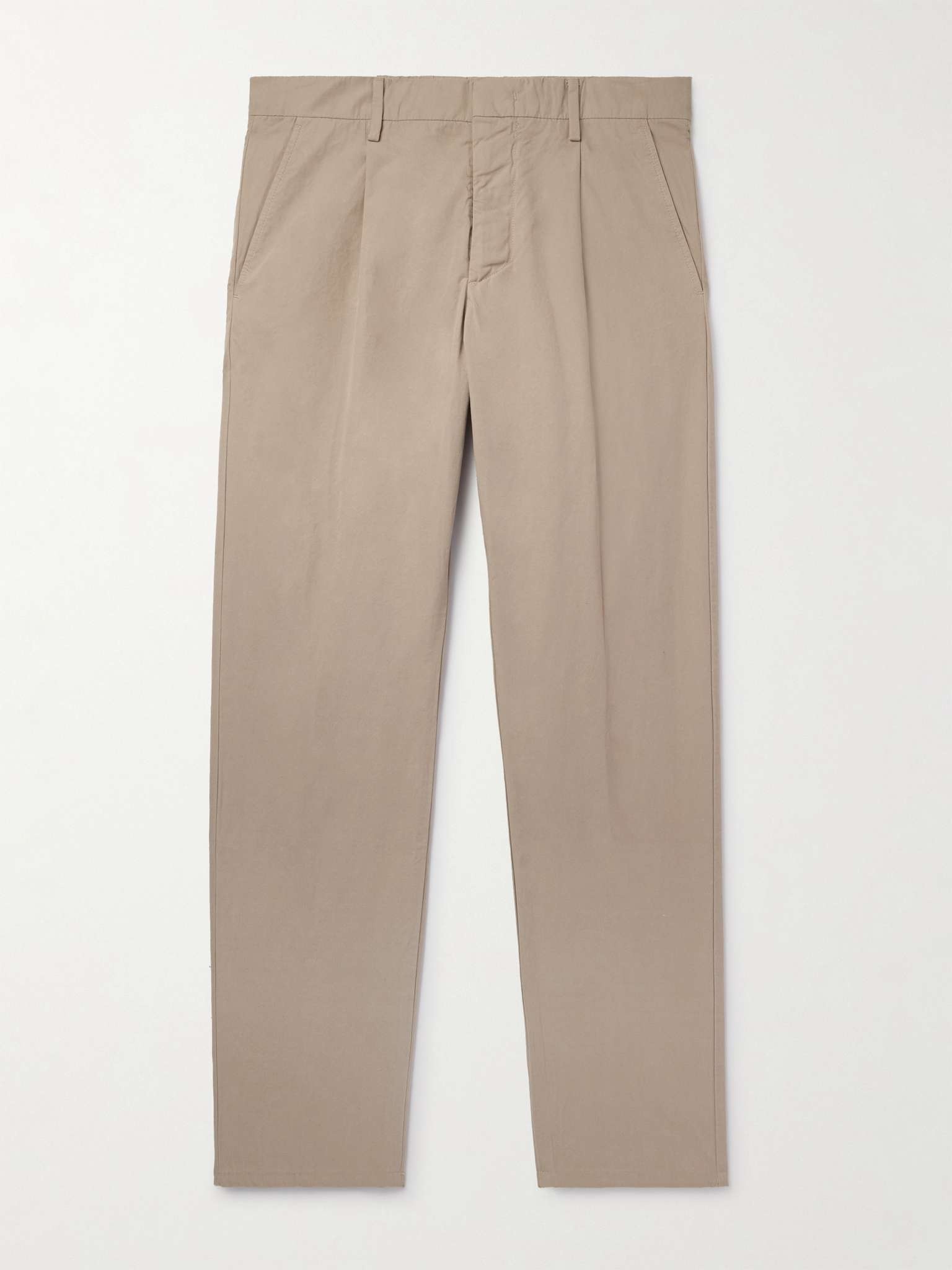 Bill 1080 Tapered Pleated Organic Cotton-Blend Trousers - 1