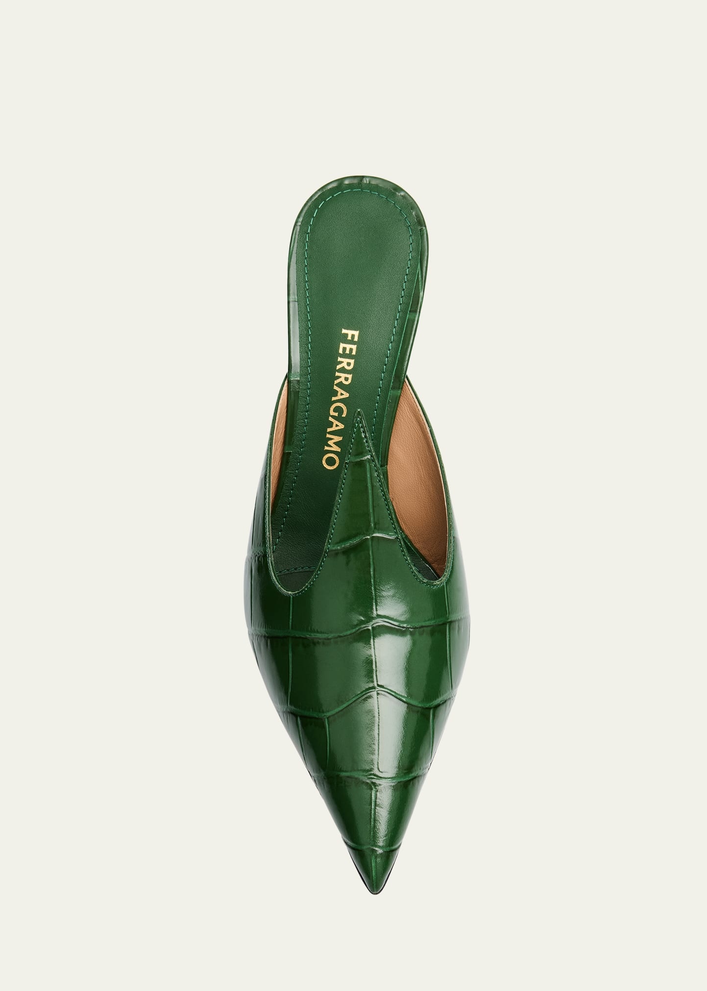 Avril Croc-Embossed Leather Mule Pumps - 5