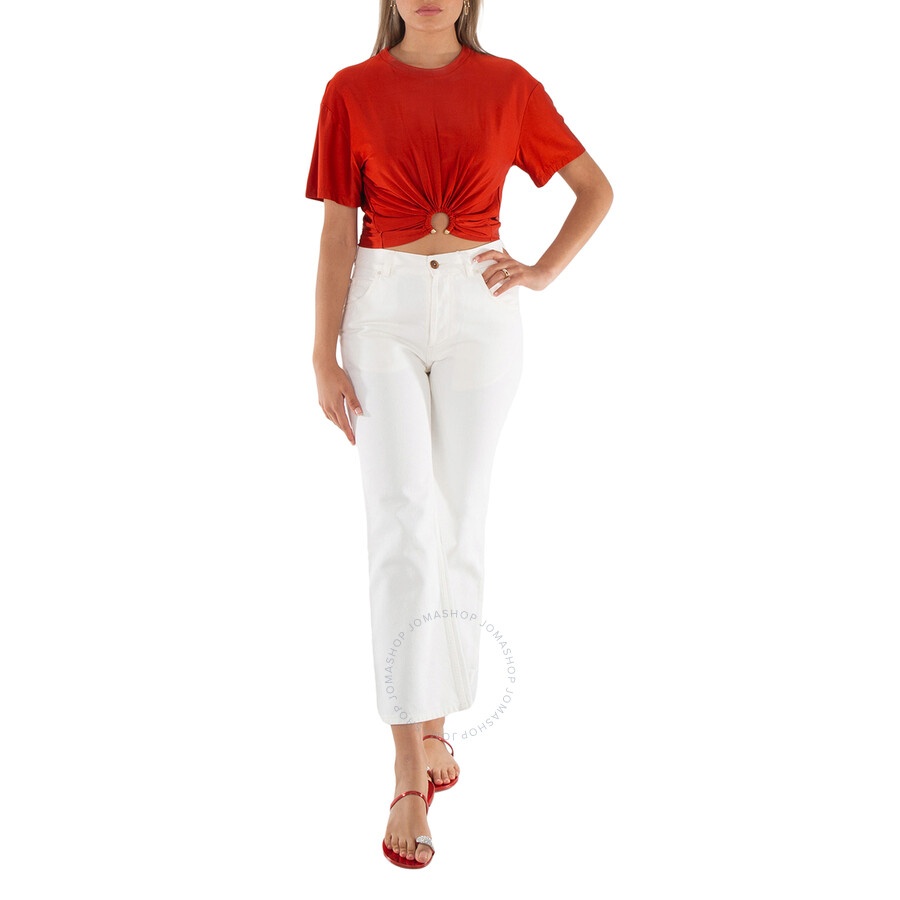 Rabanne Short Sleeve Knotted Cropped T Shirt - 6
