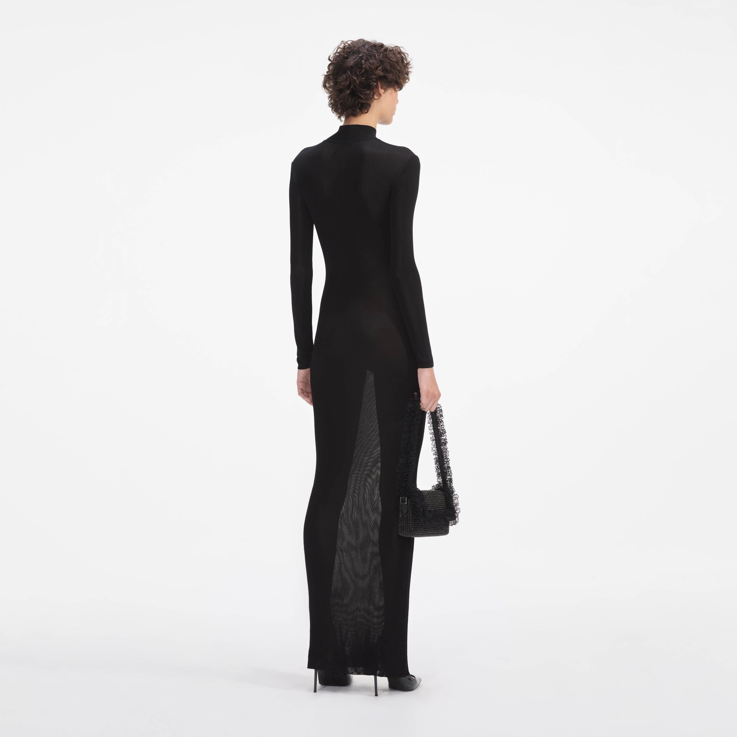 Black Knit Cut Out Maxi Dress - 3