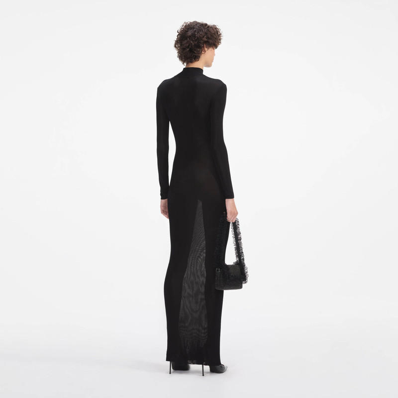 self-portrait Black Knit Cut Out Maxi Dress outlook