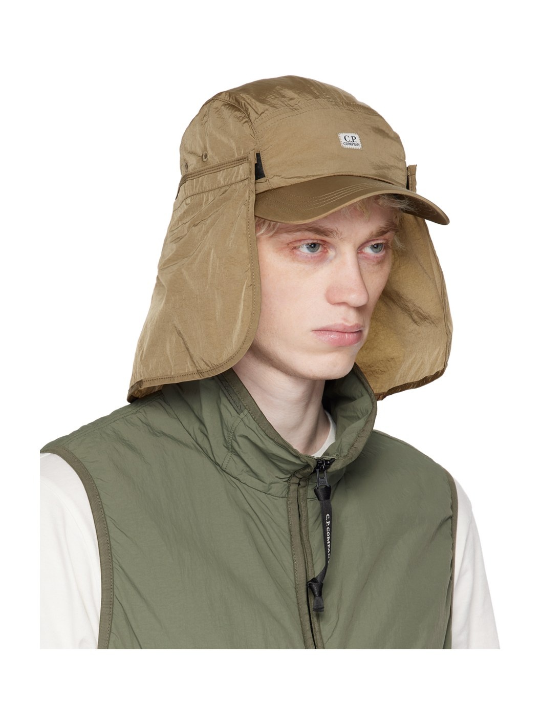 Khaki Chrome-R Neck Flap Cap - 2