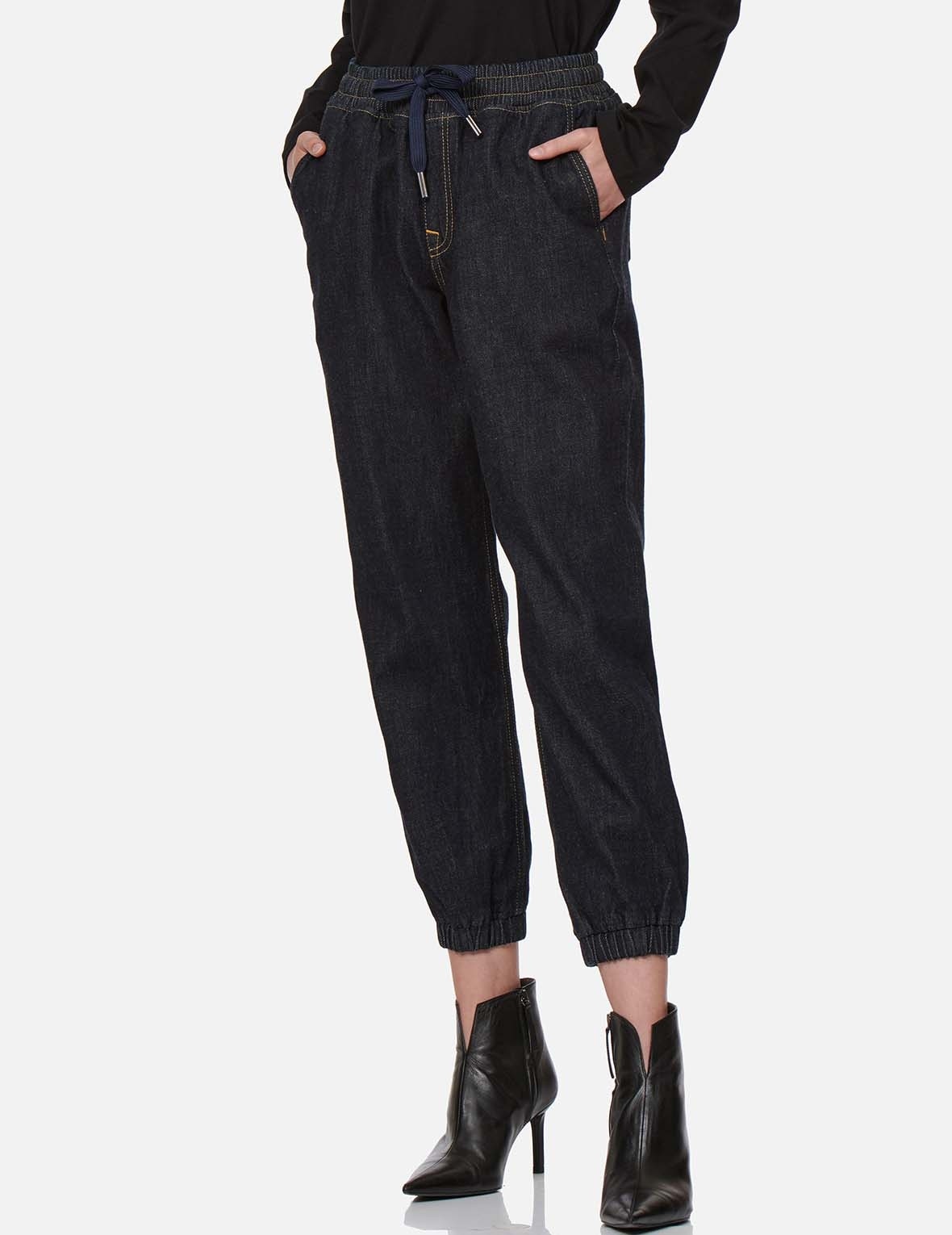 DISCHARGED CHRYSANTHEMUM DENIM JOGGER PANTS - 4