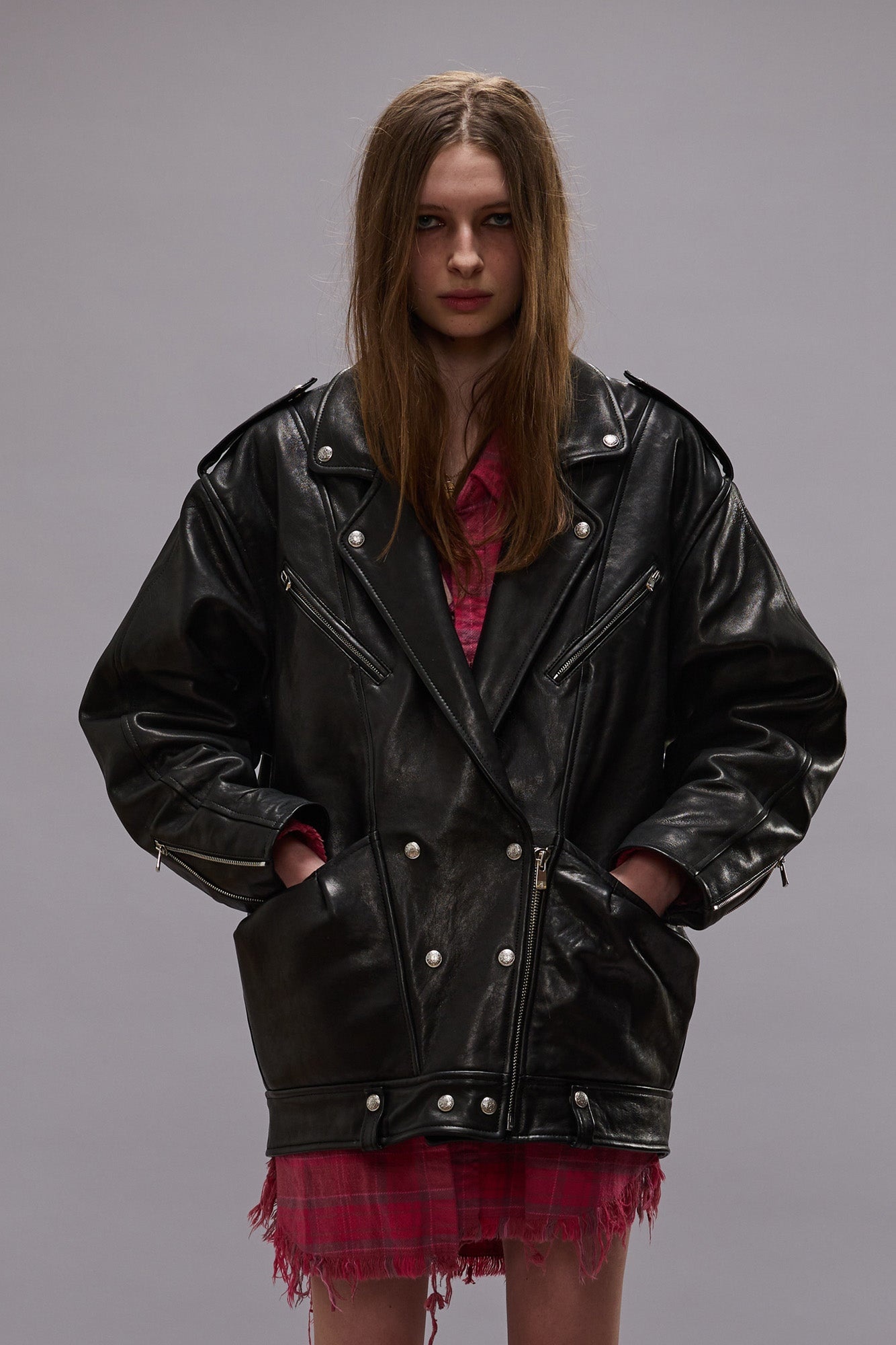 ELONGATED MOTORCYCLE JACKET - BLACK -R13 - 4